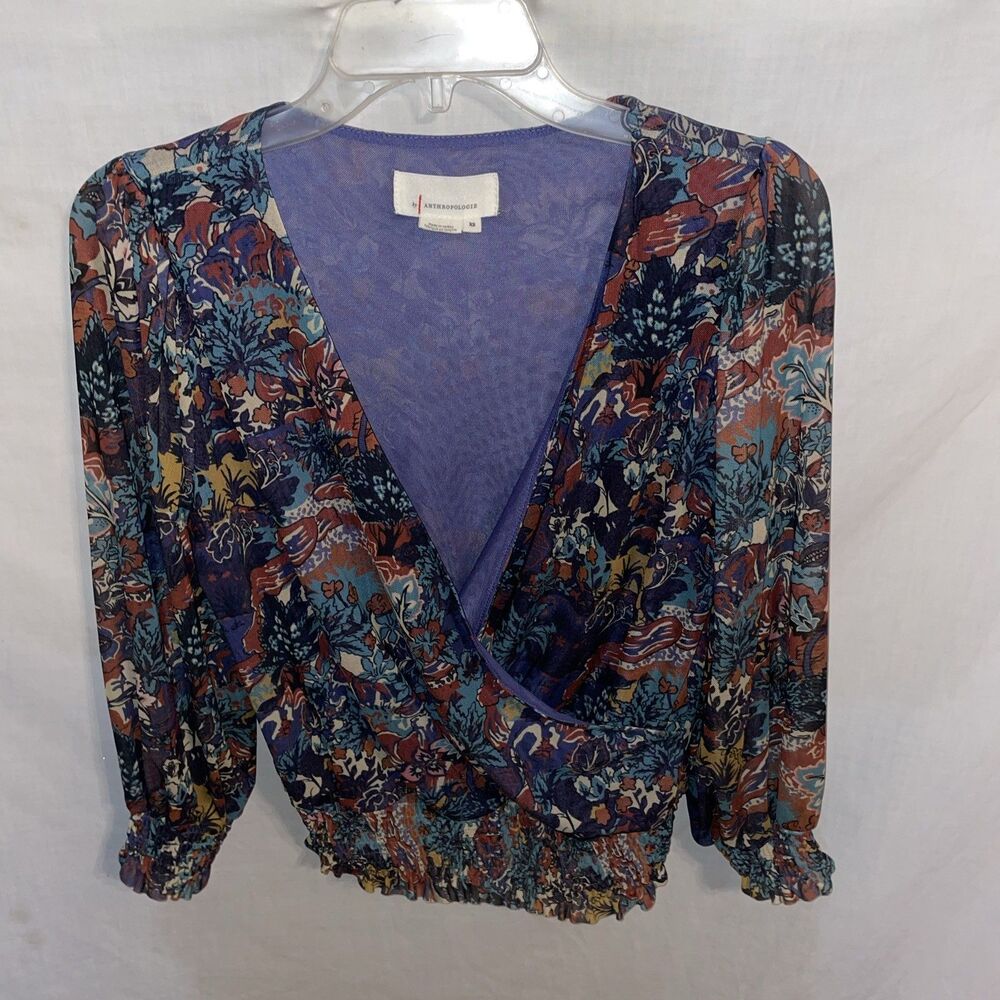 Anthropologie Women’s Dressy Blouse Size XS Multicolor Floral Going Out Party